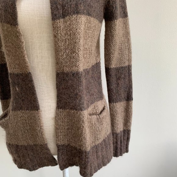 LOFT Cabana Stripe Long Sleeve Sweater Cardigan with High Collar - Picture 7 of 14